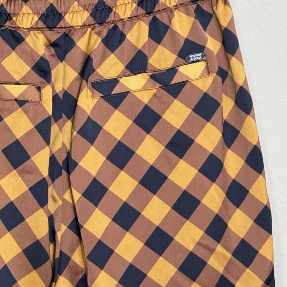 NEW Scotch & Soda Mid Rise Plaid Checkered Navy Gold Pants Womens Size XS Preppy - Picture 5 of 14